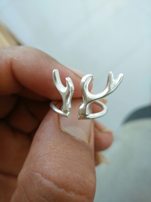 Fashion 925 Sterling Silver Handmade Deer Antlers Ring Style B
